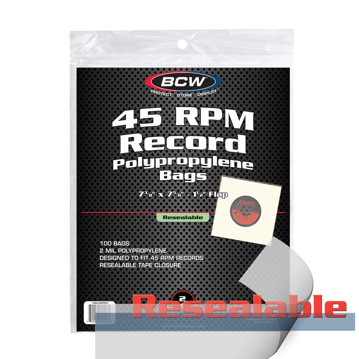 BCW Resealable 45 RPM Record Bags PACK