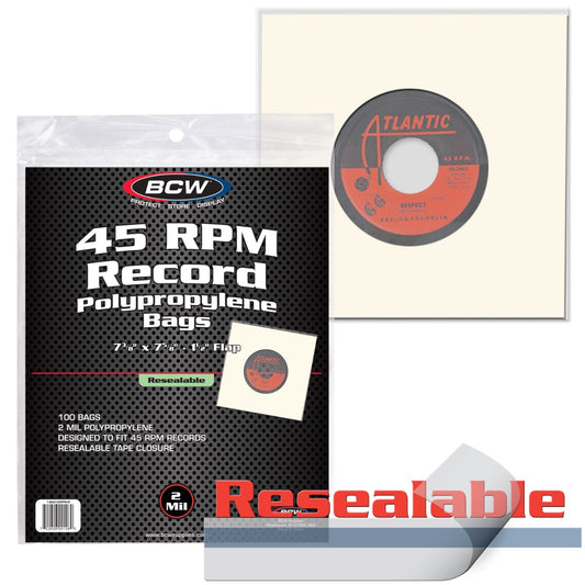 BCW Resealable 45 RPM Record Bags PACK