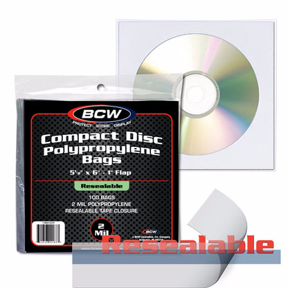 BCW Resealable CD Bag - Loose Disc PACK