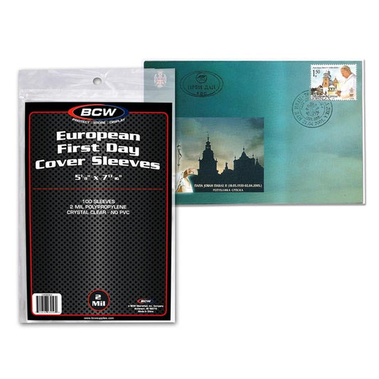 BCW European First Day Cover Sleeves PACK