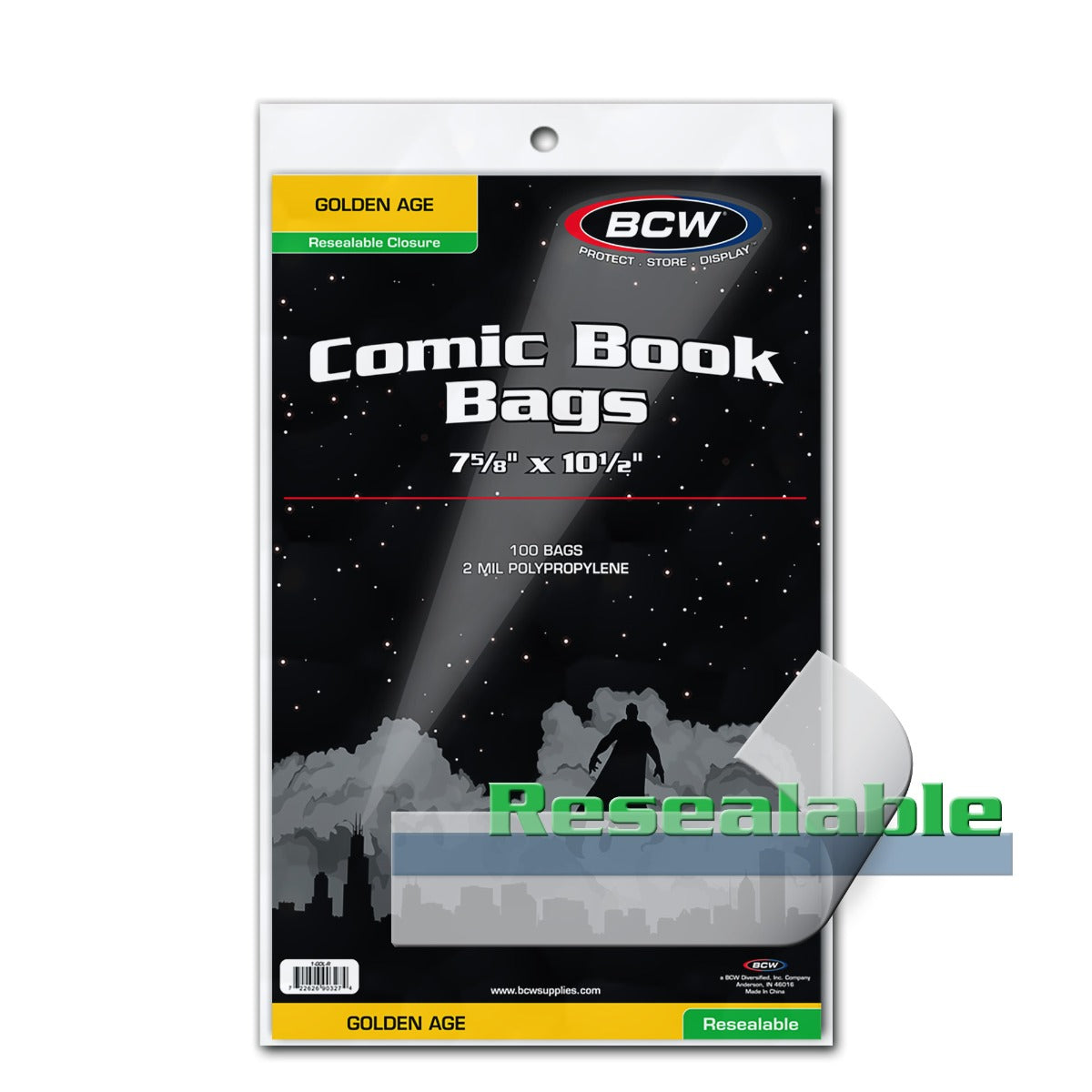 BCW Resealable Golden Comic Bags PACK