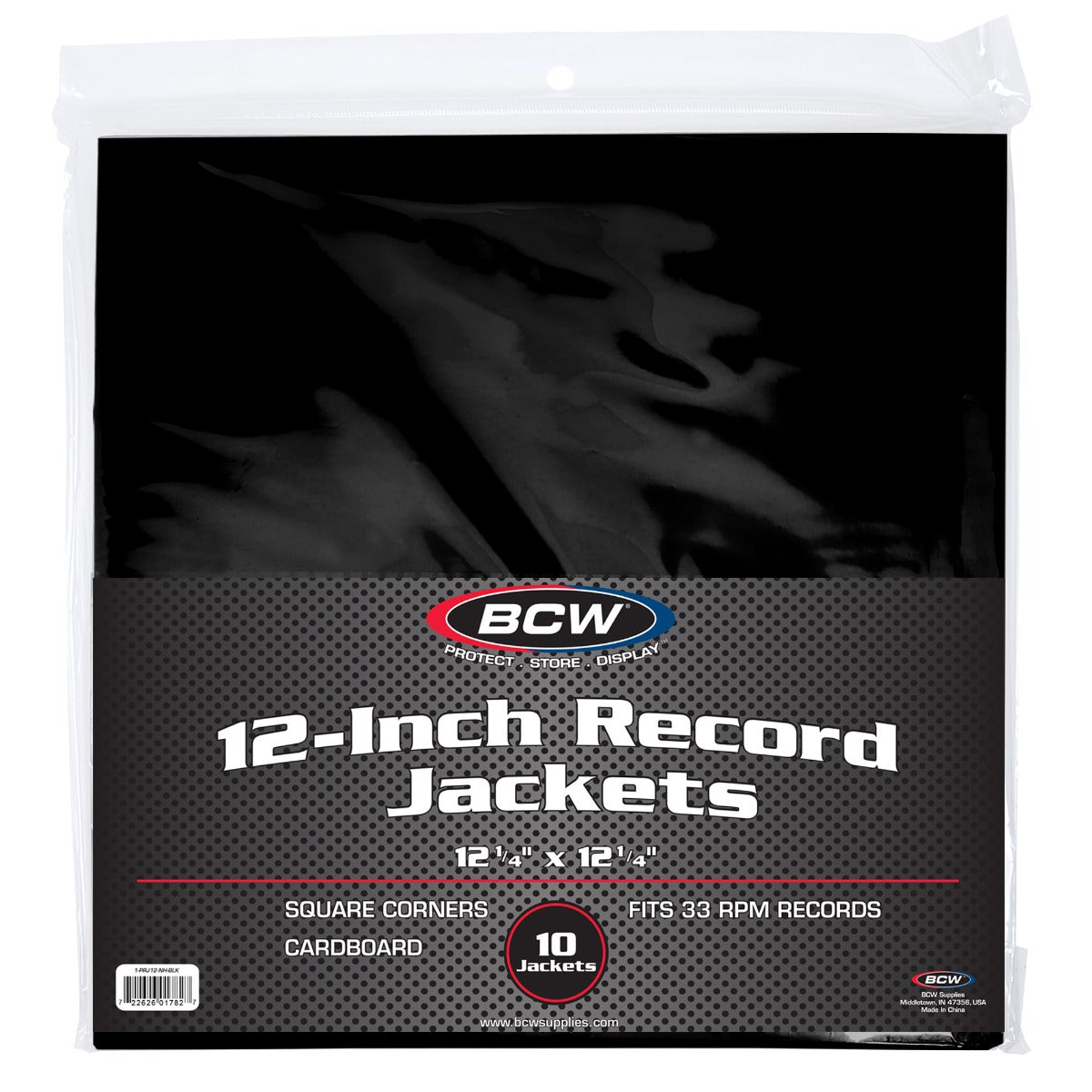 BCW 12 Inch Record Paper Jacket - No Hole - Black PACK