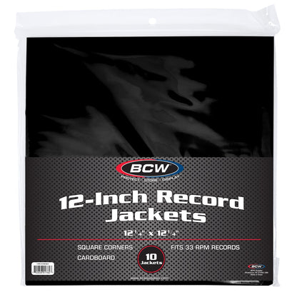 BCW 12 Inch Record Paper Jacket - No Hole - Black PACK