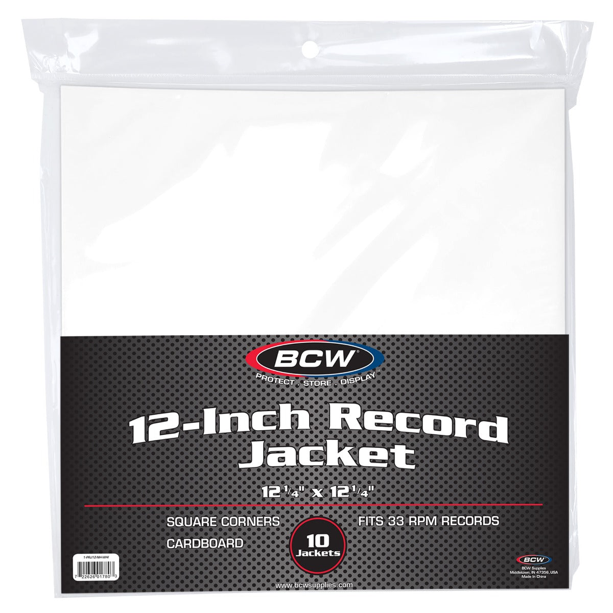 BCW 12 Inch Record Paper Jacket - No Hole - White PACK