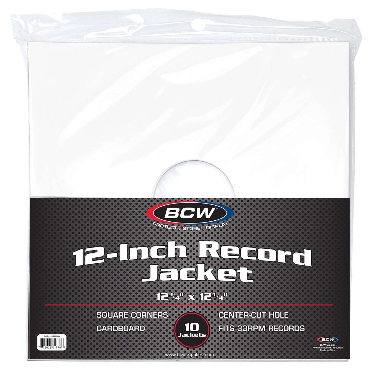 BCW 12 Inch Record Paper Jacket - With Hole - White PACK