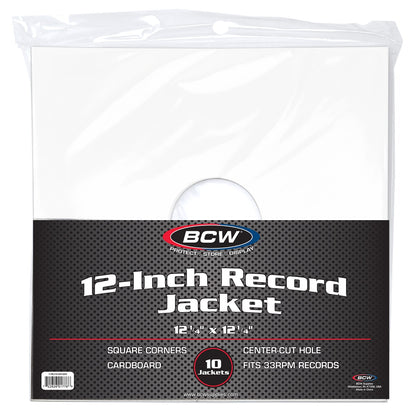 BCW 12 Inch Record Paper Jacket - With Hole - White PACK