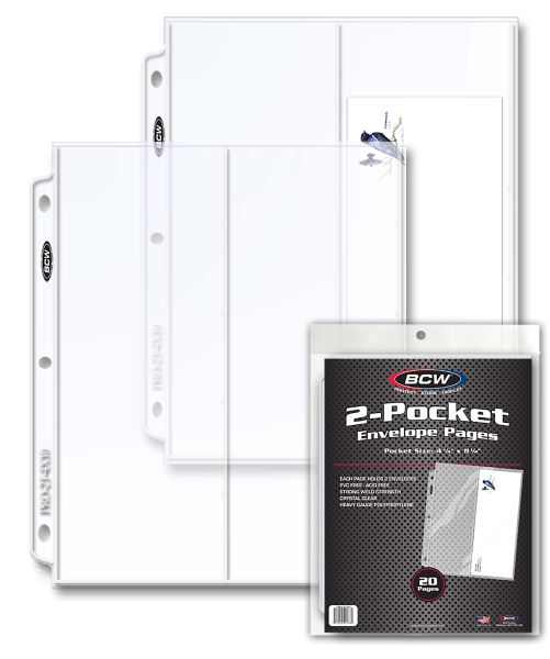 BCW Pro 2-Pocket Envelope Page (20 CT. Pack)