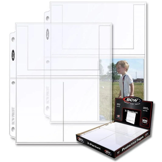 BCW Pro 3-Pocket Photo Page (100 CT. Box)