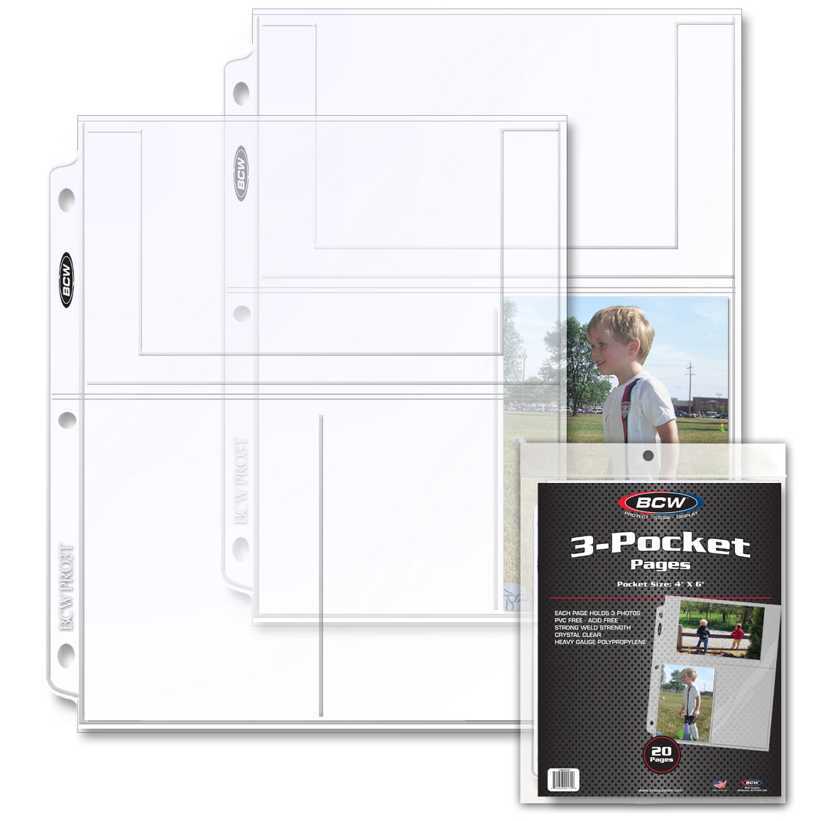 BCW Pro 3-Pocket Photo Page (20 CT. Pack) PACK