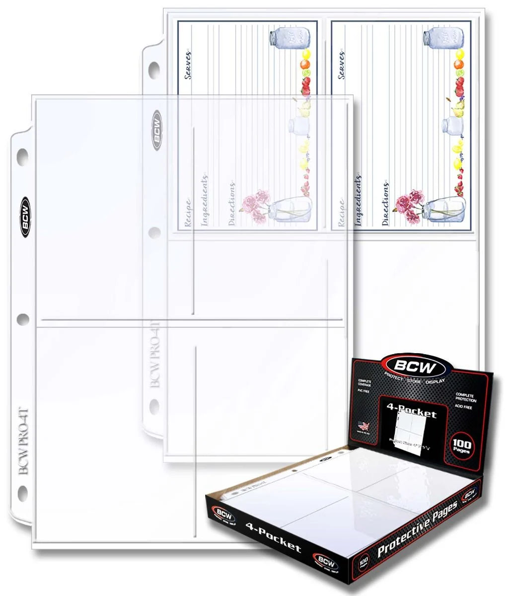 BCW Pro 4-Pocket Photo Page (100 CT. Box)