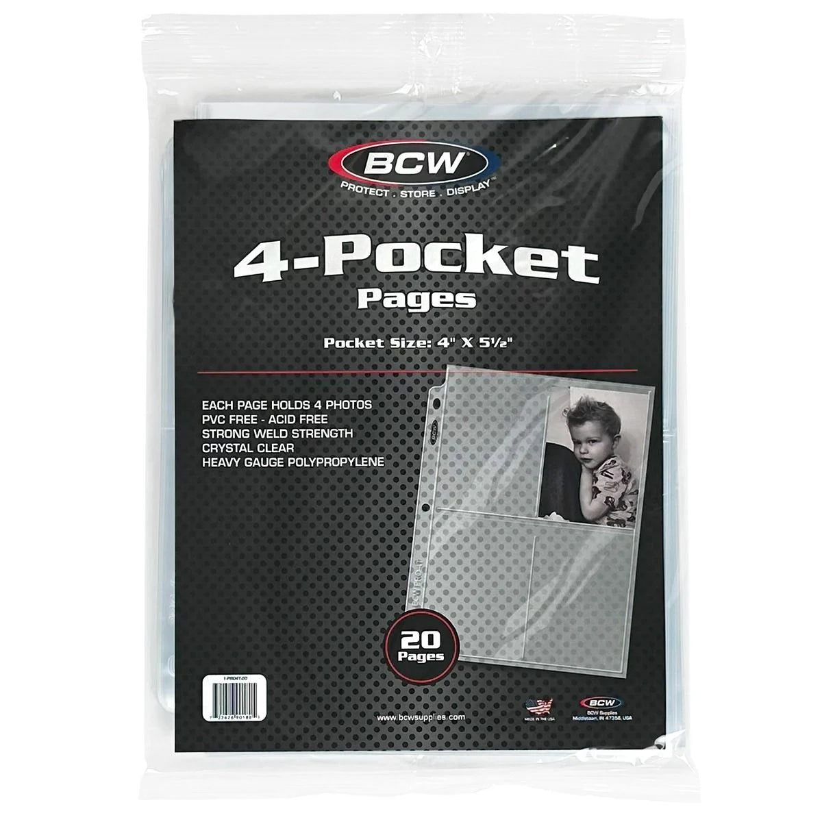 BCW Pro 4-Pocket Photo Page (20 CT. Pack)