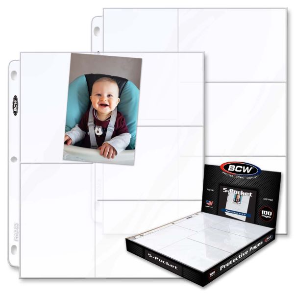 BCW Pro 5-Pocket Photo Page (100 CT. Box)