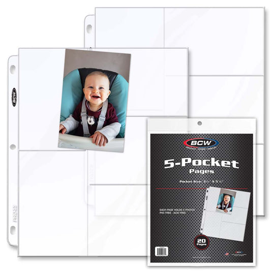 BCW Pro 5-Pocket Photo Page (20 CT. Pack) PACK