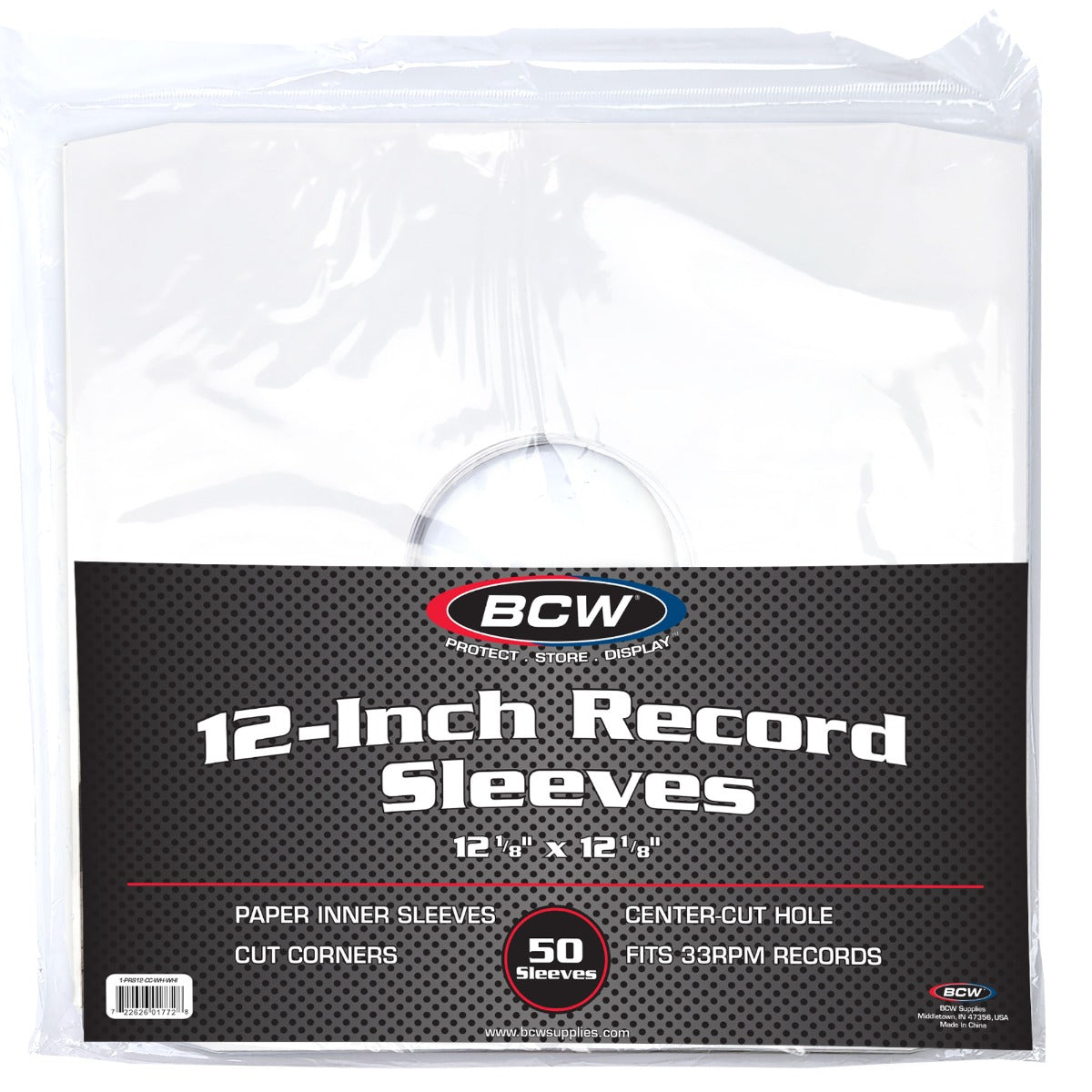 BCW 12 Inch Record Paper Inner Sleeve - Cut Corners - White PACK