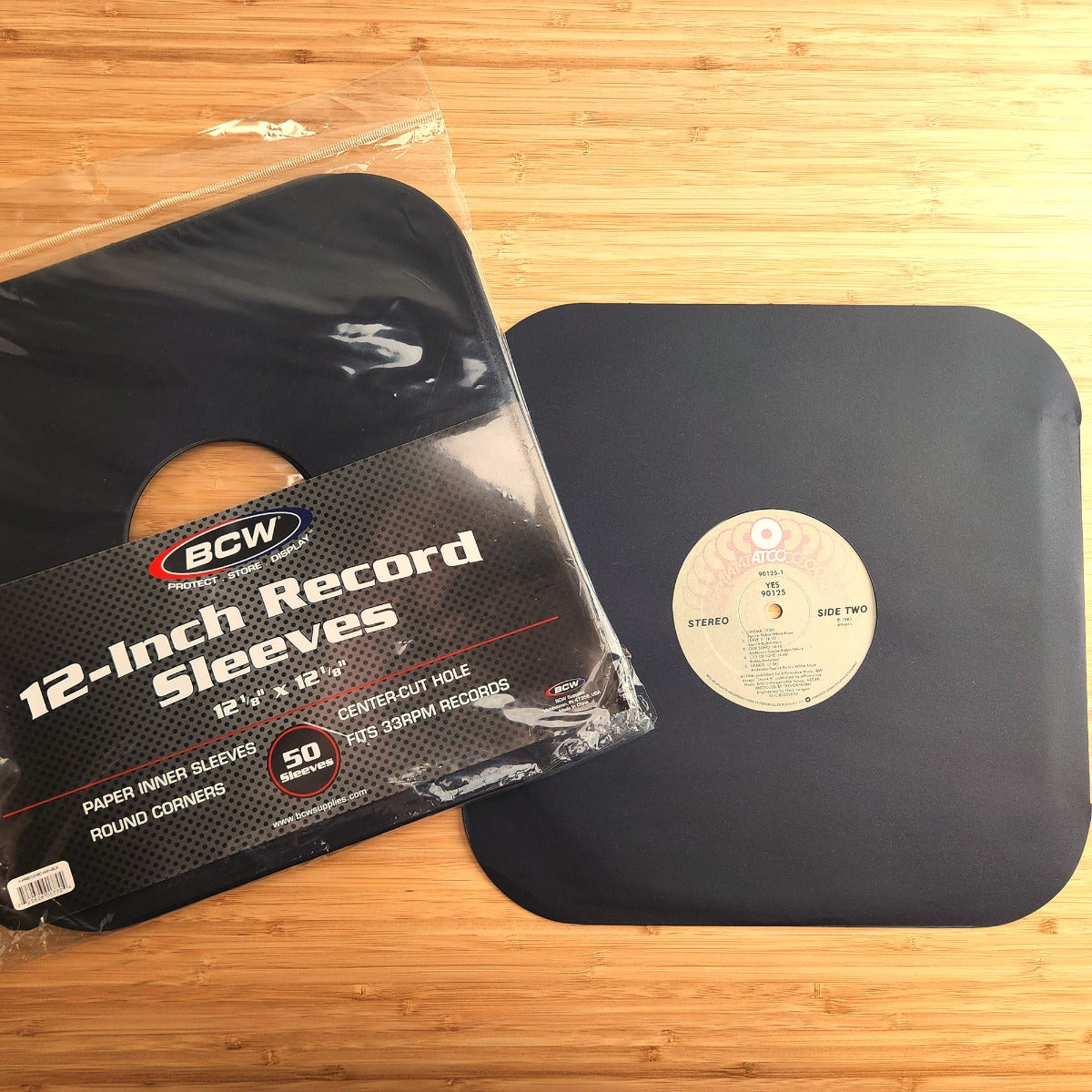 BCW 12 Inch Record Paper Inner Sleeves - Round Corners - With Hole - Black PACK