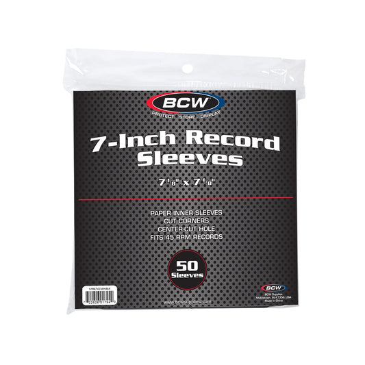 BCW 7 Inch Record Paper Inner Sleeve - Cut Corners - Black PACK