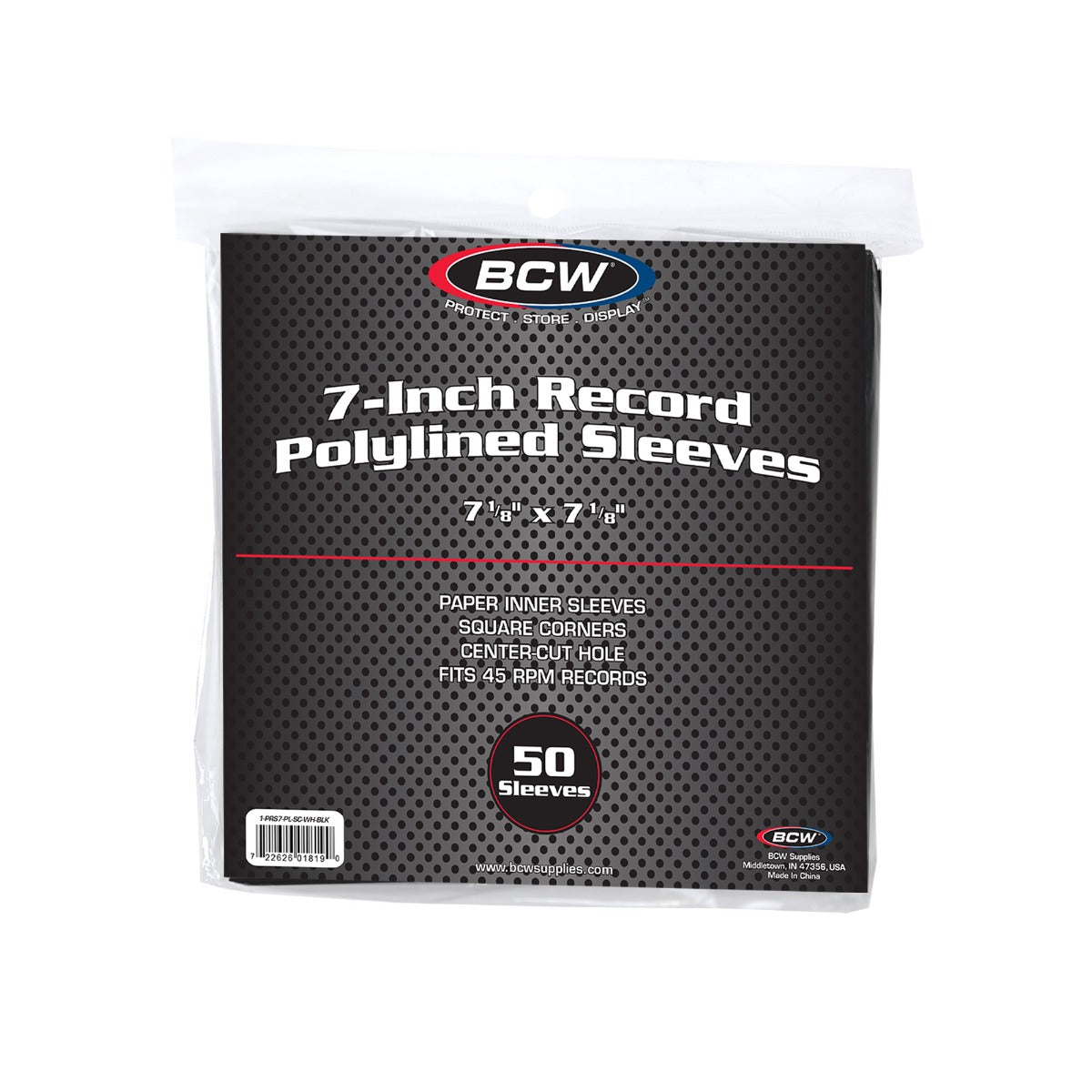 BCW 7 Inch Record Paper Inner Sleeves - Polylined - With Hole - Black PACK