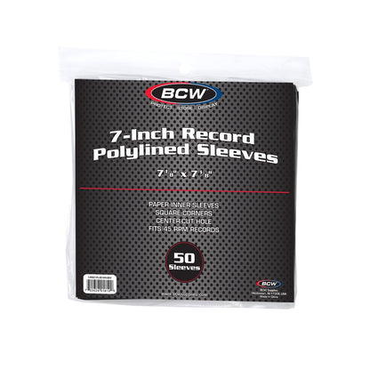 BCW 7 Inch Record Paper Inner Sleeves - Polylined - With Hole - Black PACK