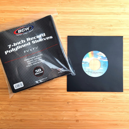 BCW 7 Inch Record Paper Inner Sleeves - Polylined - With Hole - Black PACK