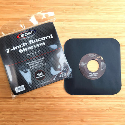 BCW 7 Inch Record Paper Inner Sleeves - Round Corners - With Hole - Black PACK