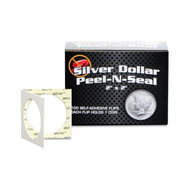 BCW Peel-N-Seal Coin Flips 2x2 - Adhesive - Dollar **LIMITED STOCK**