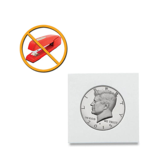 BCW Peel-N-Seal Coin Flips 2x2 - Adhesive - Half Dollar
