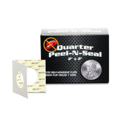 BCW Peel-N-Seal Coin Flips 2x2 - Adhesive - Quarter