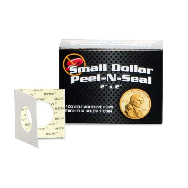 BCW Peel-N-Seal Coin Flips 2x2 - Adhesive - Small Dollar