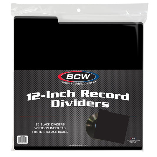 BCW 12-Inch Record Divider - Black PACK