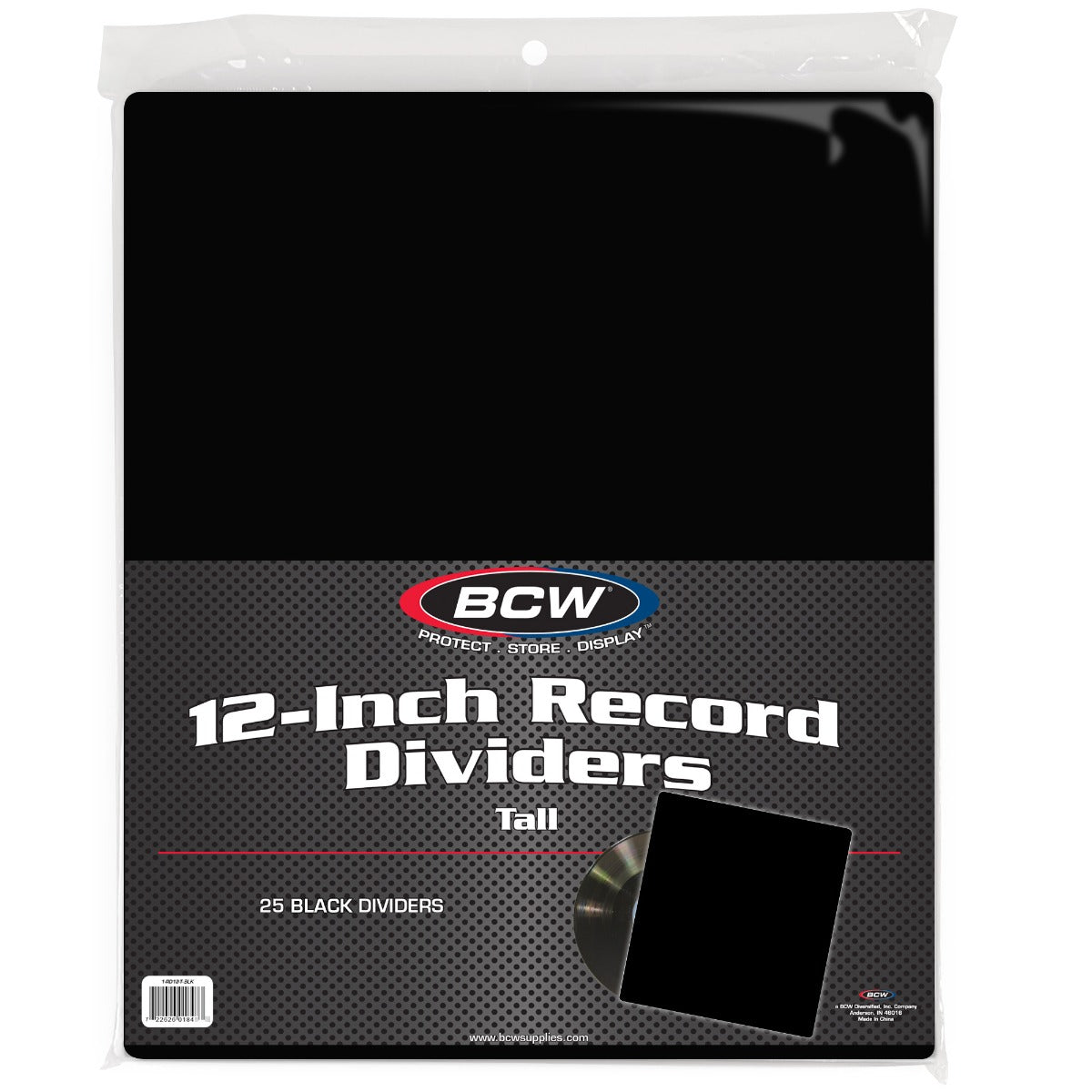 BCW 12-Inch Record Divider - Tall - Black PACK