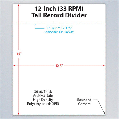 BCW 12-Inch Record Divider - Tall - White PACK