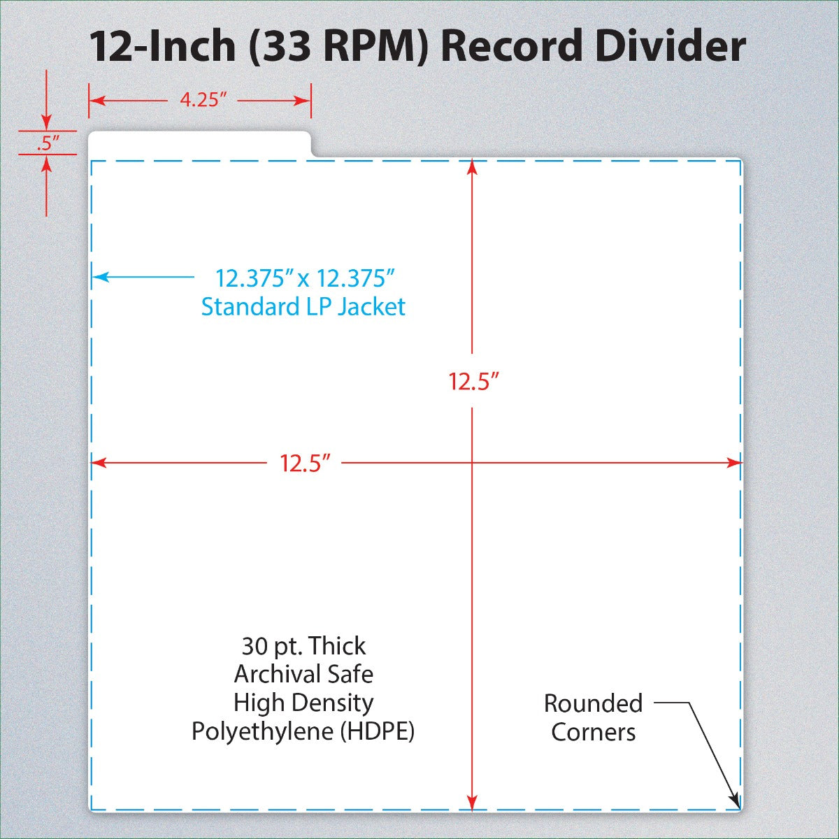 BCW 12-Inch Record Dividers - White PACK