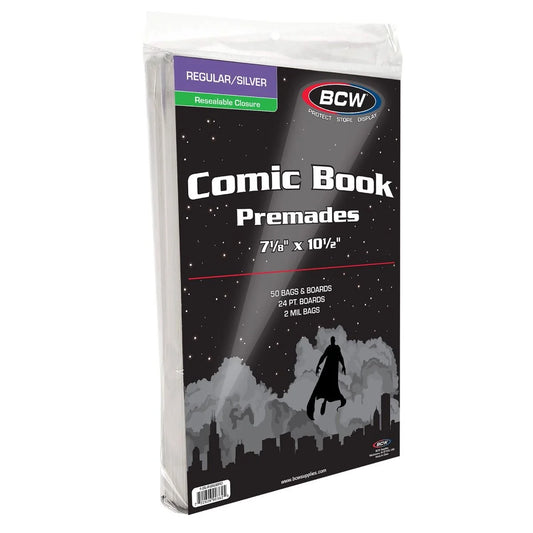 BCW Premade Resealable Silver Comic Bag and Board