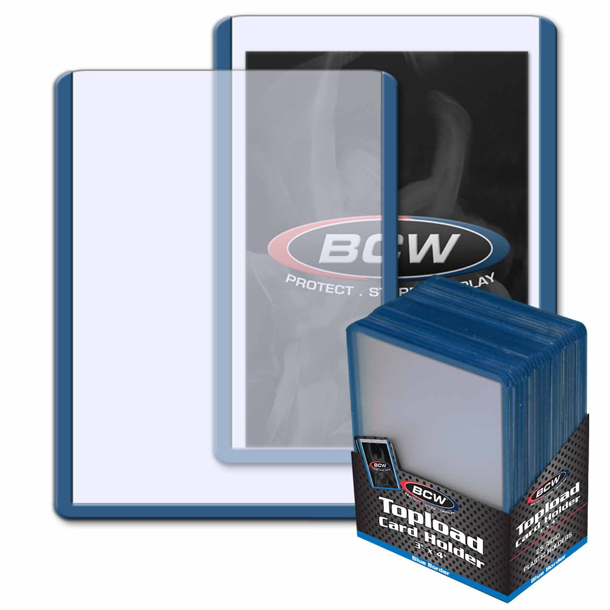 BCW 3x4 Topload Card Holder - Blue Border PACK