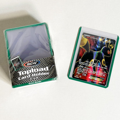 BCW 3x4 Topload Card Holder - Green Border PACK