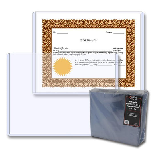 BCW Stock Certificate Topload Holder PACK
