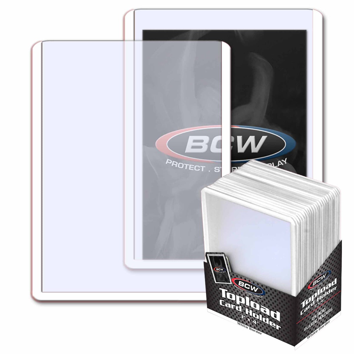 BCW 3x4 Topload Card Holder - White Border PACK